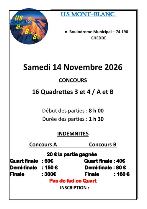 CHEDDE – 14 NOVEMBRE 2026